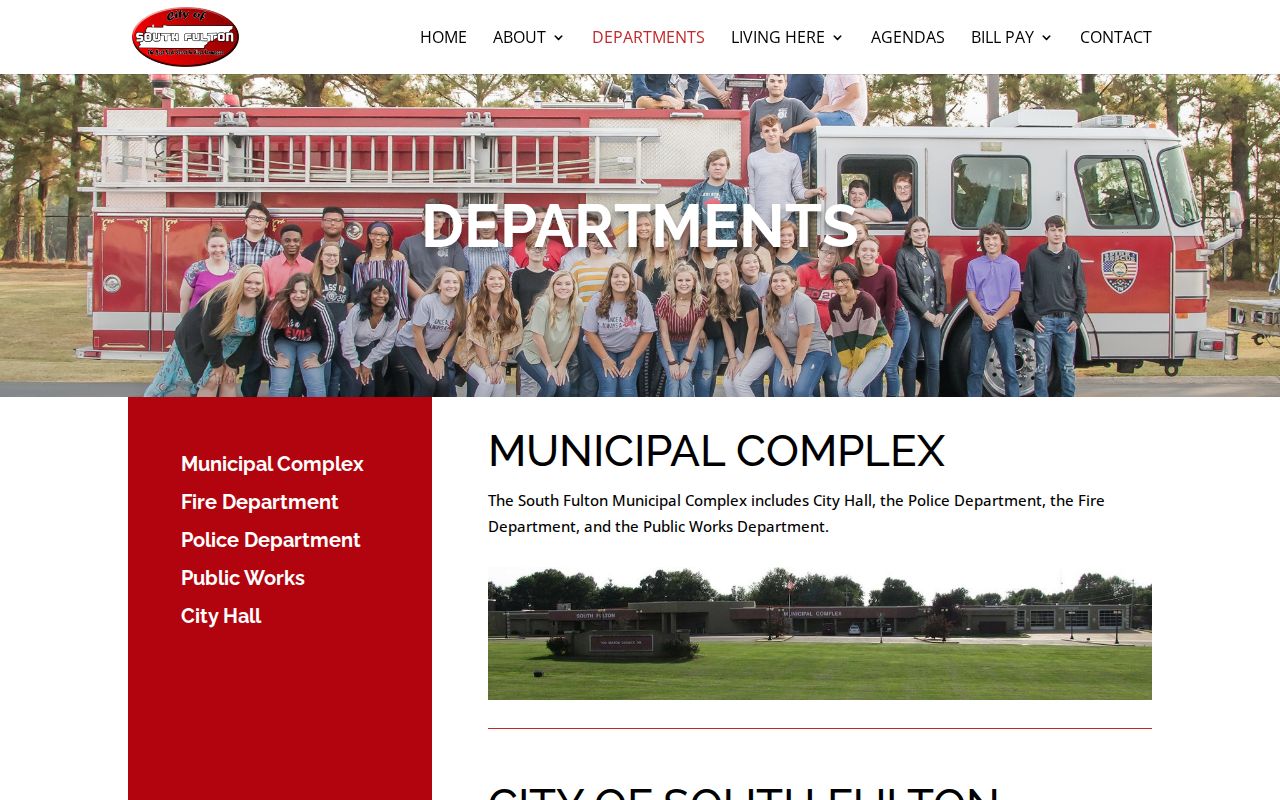 South Fulton official departments page for police arrest-record contact routing