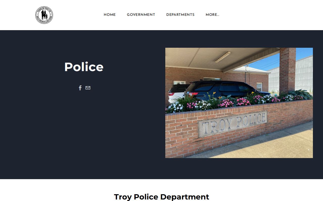 Troy Police Department official page for arrest-record contact routing